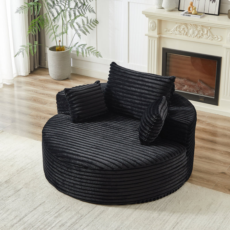 55''L Corduroy Sponge single sofa,No Assembly Required,Fluffy Modern Sleeper Chair for Living room, Bedroom, Lounge and Projection Room(Not a swivel chair.)