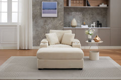 [VIDEO/New]Corduroy Upholstered Chaise Lounge Sofa with Handrail storage ,Movable ottoman,Cupholders,Detachable Cushions Deep Seat for Living Room Office,3 colour
