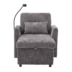 Multifunctional Recliner with Storage Backrest and Cell Phone Bracket in Gray Chenille for Living Room and Bedroom