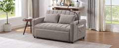 Convertible Sofa Bed Loveseat with USB Ports, Side Pockets, Cup Holders & Swivel Phone Holder, Light Grey Bella Fabric