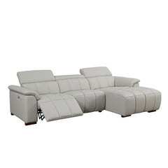 Wall-Hugger Reclining Sofa Modern Electric Control Genuine Leather L Shaped Couch,Lounge Seat Theater Seating Furniture with USB Port, Sofa with Headrest & Footrest for Living Room,Apartment,Office
