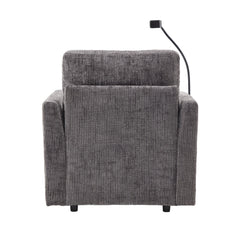 Multifunctional Recliner with Storage Backrest and Cell Phone Bracket in Gray Chenille for Living Room and Bedroom
