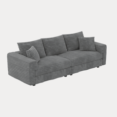 82.7 ' Plush Corduroy 3-Seat Sofa,Modern Comfy Upholstered Sofa Cloud Couch,Deep Seat Couches with Soft Pillows,Convertible Deep Seat Sofa Lounge Chair for Living Room Bedroom,Apartment,Office,Grey