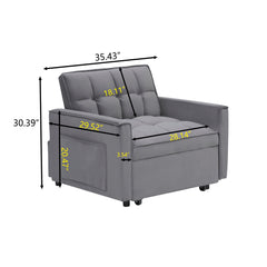Sofa bed chair 3 in 1 convertible, recliner, single recliner, suitable for small Spaces with adjustable back black  dark grey
