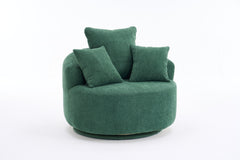 360° Swivel Chair Accent Barrel Chair Swivel Round Upholstered Sofa Chair with 3 Removable Pillows for Living Room, Bedroom, Office and Hotel, High-Resilience Sponge,Green