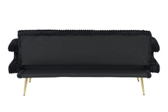 74.01 inch straight corduroy sofa bed with pillows, adjustable in three levels, designed in a minimalist style, suitable for use in living rooms and study rooms.Black
