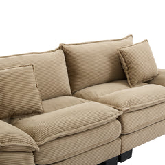 Corduroy Sofa Sleeper Couch Loveseat Sofa with Pillows Comfy Upholstered Deep Seat Sofa for Bedroom,Living Room,Apartment,Office,Dorm-Khaki Corduroy