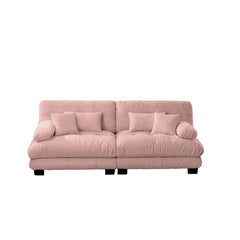 Cloud Couch 2 Seater Sofa for Living Room, Chenille 2 - Seat sofa with 2 Lumbar pillows and 2 throw pillows,Chenille Pink