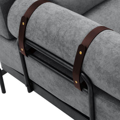 Modern Loveseat Sofa 59' Sofa Couch 2-Seater with USB Ports, Unique Cylindrical Armrests, Grey Chenille