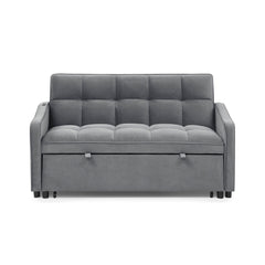 Loveseats Sofa Bed with Pull-out Bed,Adjsutable Back and Two Arm Pocket,TypeC and USB Charging with Copper nail,Grey (47'x53'x31')
