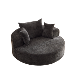 55''L Chenille Foam Single Swivel Chair, Fluffy Modern Sleeper, 360 Degree Swivel Chair for Living Room, Bedroom, Lounge and Projection Room