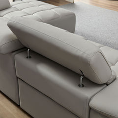 Wall-Hugger Reclining Sofa Modern Electric Control Genuine Leather L Shaped Couch,Lounge Seat Theater Seating Furniture with USB Port, Sofa with Headrest & Footrest for Living Room,Apartment,Office