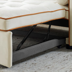 Modern 55.5' Pull Out Sleep Sofa Bed 2 Seater Loveseats Sofa Couch with side pockets, Adjsutable Backrest and Lumbar Pillows for Apartment Office Living Room