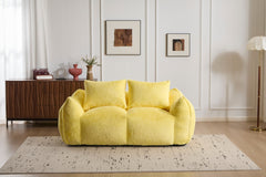 Giant Bean Bag Couch for Adults, Ultra Soft Fluffy Loveseat Bean Bag Sofa, Oversized Chase Lounge Chair Indoor for Living Room Bedroom, No Assembly Required Cozy Reading Chair with Pillows, Yellow