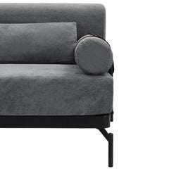 Modern Loveseat Sofa 59' Sofa Couch 2-Seater with USB Ports, Unique Cylindrical Armrests, Grey Chenille