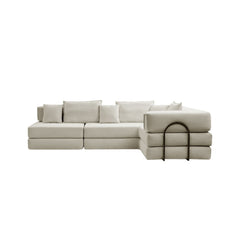Oversized Upholstered Sectional Sofa Couch Set, Modular 118.2 ' L Shaped Floor Living Room Sofa Set With 6 Pillows, DIY Combination Sofa Couch for living rooms, apartments,bedrooms, Light Grey