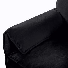 Modern Chenille Deep Seat Sectional Sofa Cloud Couch with Ottoman, Comfy Love Seat Upholstered Modular L Shaped Couch, Black