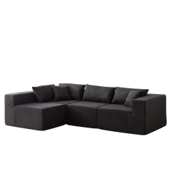 104-Inch Corduroy  Modular L Shaped Sectional Sofa,Luxury Floor Couch Set,Upholstered Indoor Furniture,Foam-Filled Compressed Sofa for Living Room,Bedroom,4 PC Free Combination