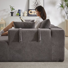 Modern Chenille Upholstered Sectional Sofa Couch Set,Modular 108' L Shaped Sectional Living Room Sofa Set With 6 Pillows,Free Combination Sofa Couch for Living Room,Bedroom(Right Chaise)W834P240002