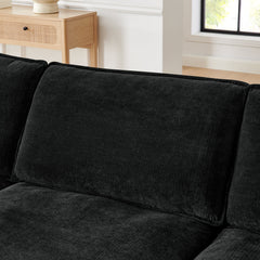 Modern Home Living Room L-Shaped Sectional Sofa Couches with Ottoman, Convertible Oversized 4 Seater Couch Towel Fabric, Black