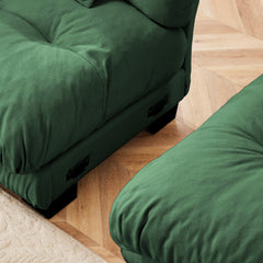 3-Seater Sectional Sofa Modular Deep Seat Sofa Couch , Chenille Sofa Soft Comfy Upholstered Furniture for Living Room, Apartment, Studio, Office,Chenille,Green