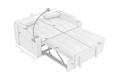 1 multifunctional foldable sofa bed in 3 different lengths, modern sofa, upgraded suede fabric, adjustable backrest, with USB port, ashtray, and rotating telephone stand