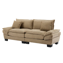 Corduroy Sofa Sleeper Couch Loveseat Sofa with Pillows Comfy Upholstered Deep Seat Sofa for Bedroom,Living Room,Apartment,Office,Dorm-Khaki Corduroy