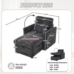 Multifunctional Lazy Person Sofa Recliner with Storage Backrest and Cell Phone Bracket in Chenille for Living Room or Bedroom