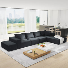 Modern Upholstered Sectional Sofa Couch Set,Modular 132' L Shaped Sectional Living Room Sofa Set With 6 Pillows,Free Combination Sofa Couch for Living Room,Bedroom