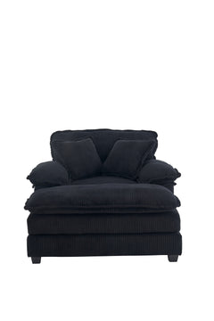 56.3 Inch Corduroy single sofa With  2 toss pillows and a ottoman ,Comfy Sofa- Deep Seat Couch for Living Room