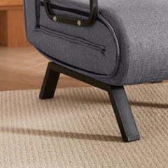 Convertible Folding Chair Bed with Adjustable Backrest and Pillow, Light Grey Linen for Small Spaces