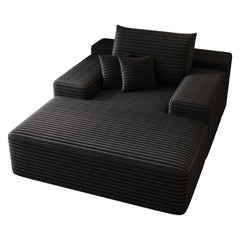 Modern Sofa bed  lounger for moviebonus room,No Assembly Required,Black(Plush Corduroy Fabric)