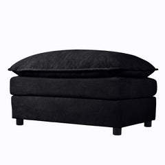 Modern Chenille Deep Seat Sectional Sofa Cloud Couch with Ottoman, Comfy Love Seat Upholstered Modular L Shaped Couch, Black