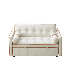 Modern 55.5' Pull Out Sleep Sofa Bed 2 Seater Loveseats Sofa Couch with side pockets, Adjsutable Backrest and Lumbar Pillows for Apartment Office Living Room