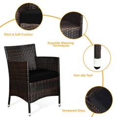 4PCS Outdoor Rattan Patio Furniture Set With Cushions & Coffee Table (SAK75463)