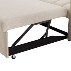 Convertible Sofa Bed Loveseat with USB Ports, Side Pockets, Cup Holders, Swivel Phone Holder, Beige, Bella Fabric