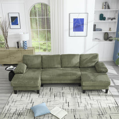 [VIDEO provided][New]U-Shaped Couch with Oversized Seat,4-Seat Sofa  with Double Chaise,Comfortable and spacious indoor furniture for Living Room,Apartment