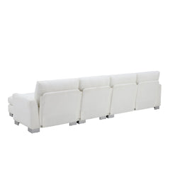 Modern Oversized L-Shaped Sectional Sofa with Chaise and Free Pillows, Chenille Upholstery, 119*55'