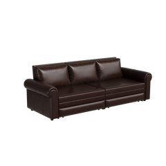 93.7 ' Pull Out Sofa Bed, 3-in-1 Faux Leather Convertible Sleeper Sofa with Nailhead Trim & Rolled Arm,Multi-Functional Sofa Bed for Living Room,Bedroom,Apartment,Office