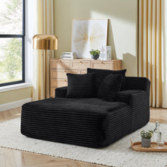 Modern Velvet Fabric Single Lazy Sofa Lounge Chair, Indoor Use, Black, No Assembly Required