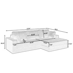 Modern Minimalist L-Shape Modular Sectional Sofa with Compressed Corduroy Upholstery in Gray