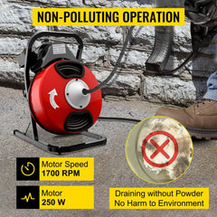 [50FT x 1/2"] Electric Drain Sewer Cleaning Snake Clog Auger Machine (SAK02907)