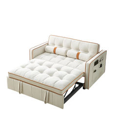 Modern 55.5' Pull Out Sleep Sofa Bed 2 Seater Loveseats Sofa Couch with side pockets, Adjsutable Backrest and Lumbar Pillows for Apartment Office Living Room