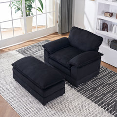 56.3 Inch Corduroy single sofa With  2 toss pillows and a ottoman ,Comfy Sofa- Deep Seat Couch for Living Room