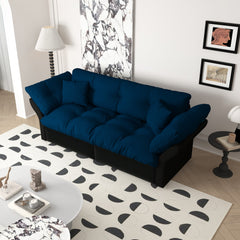 74.8' Queen Pull Out Sofa Bed, 3-in-1 Convertible Sleeper Tufted Sofa with 2 Soft Pillows,Multi-Functional Velvet Loveseat Bed,Blue(Old Sku:W1885S00083/W1885S00130)