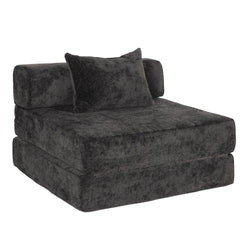 Compression Sofa,Convertible Floor Sofa Bed with Fixed-Shape Frame,Single Seater Boneless Modular Sectional Sofa,No Assembly Required,Chenille fabric,for Living Room Bedroom,Black