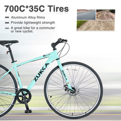 Shimano 7 Speed Hybrid Bike Aluminum Alloy Frame Double Disc Brakes 700C Road Bike For men women's City Bicycle