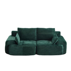 Modern Memory Foam Compressed Sofa,2 Seater Large Sectional Couches for Living Room,Pet-Friendly Cloud Modular Sectional Sofa,Corduroy Fabric,Extra Deep Loveseat,No Assembly required, Green