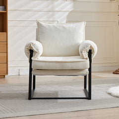 Golden Leg Adjustable Frame Sofa in Creamy White Chenille, 31.5L x 28.5W x 34.7H inches