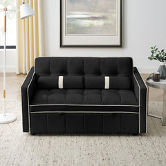 Modern 55.5' Pull Out Sleep Sofa Bed 2 Seater Loveseats Sofa Couch with side pockets, Adjsutable Backrest and Lumbar Pillows for Apartment Office Living Room